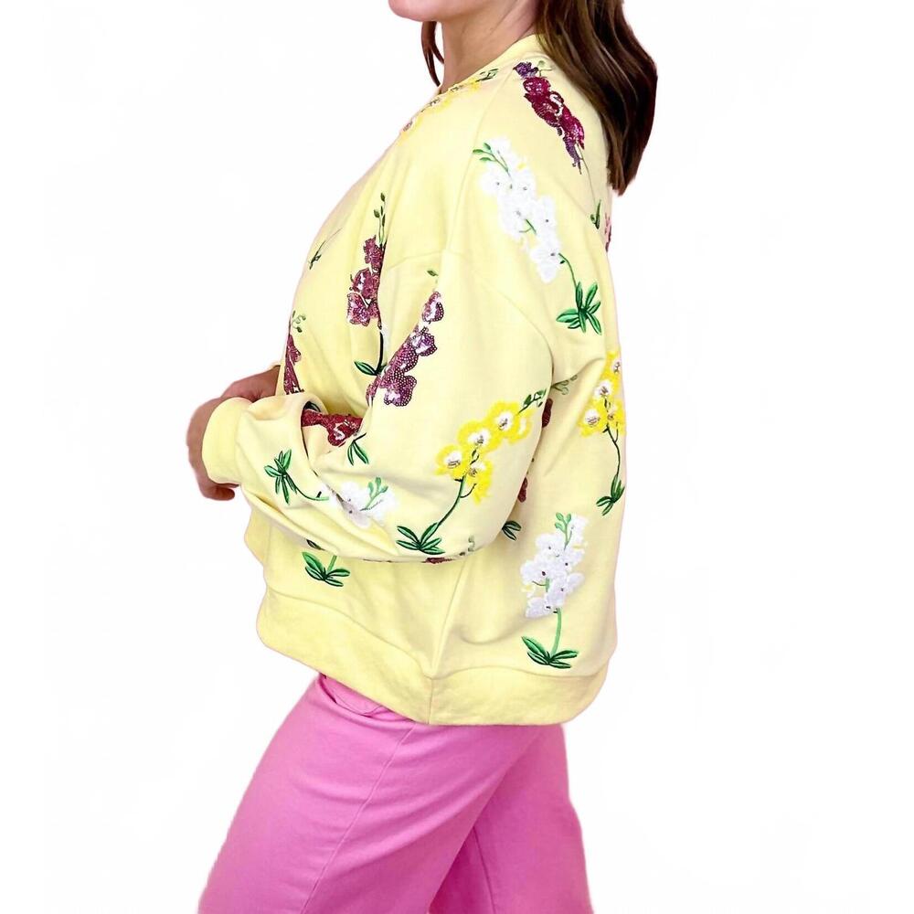 NEW QUEEN OF SPARKLES multi iris sweatshirt in yellow - Picture 4 of 8